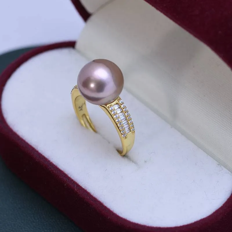 11-12mm Freshwater Pearl & Liz CZ Ring