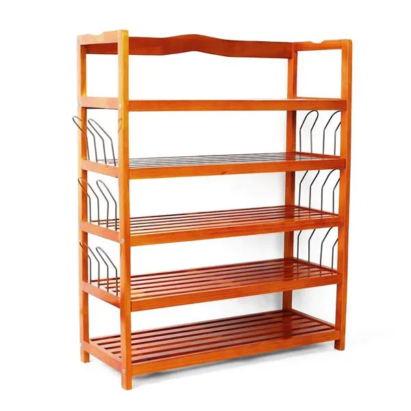 5 Tier Wooden Shoe Rack Shelf Storage Organizer Entryway Home Furniture