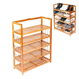 5 Tier Wooden Shoe Rack Shelf Storage Organizer Entryway Home Furniture