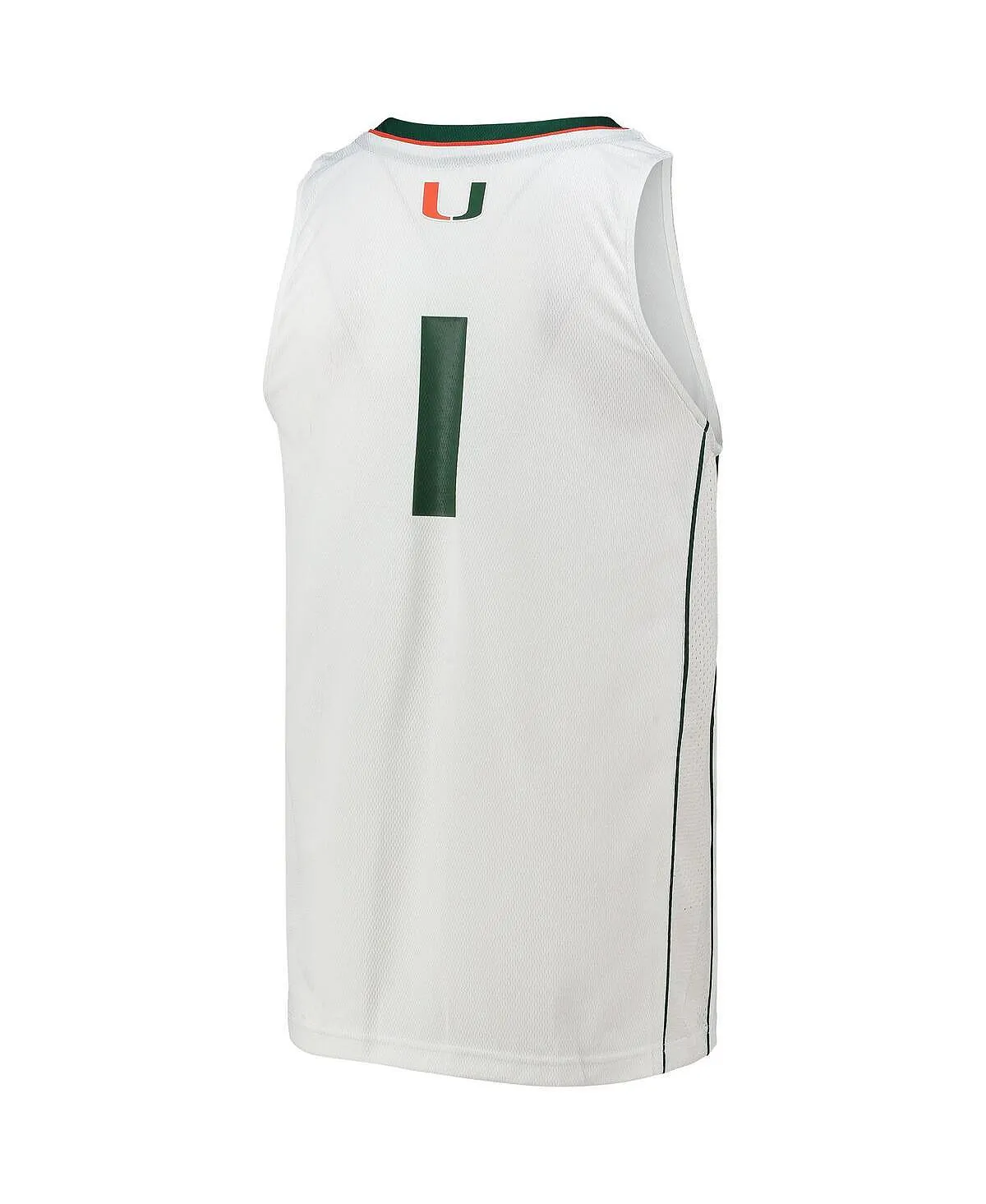 adidas Men's White Number 1 Basketball Jersey Miami Hurricanes Team Swingman White