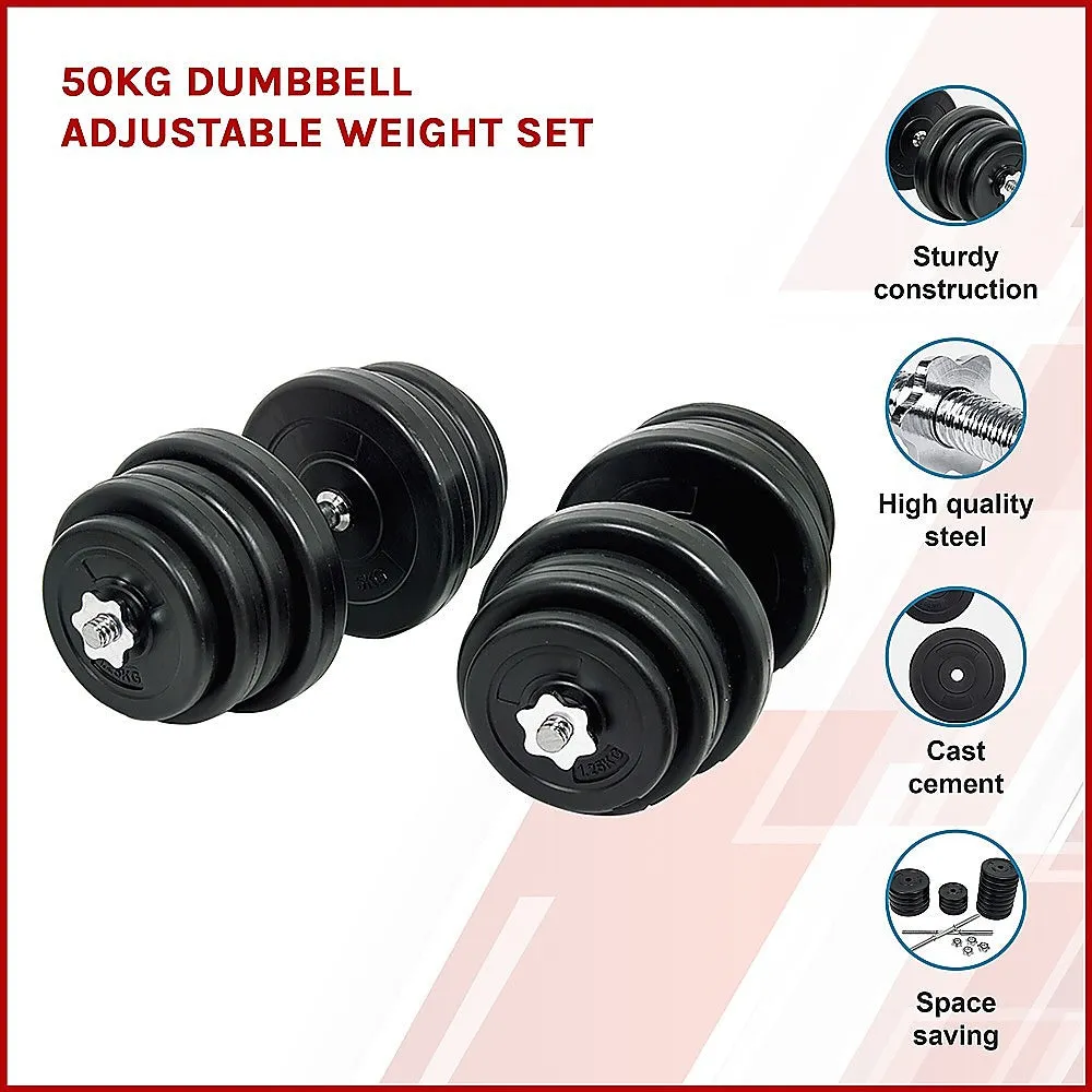 Adjustable 50KG Dumbbell Set, High-Quality Steel & Non-Slip Handle