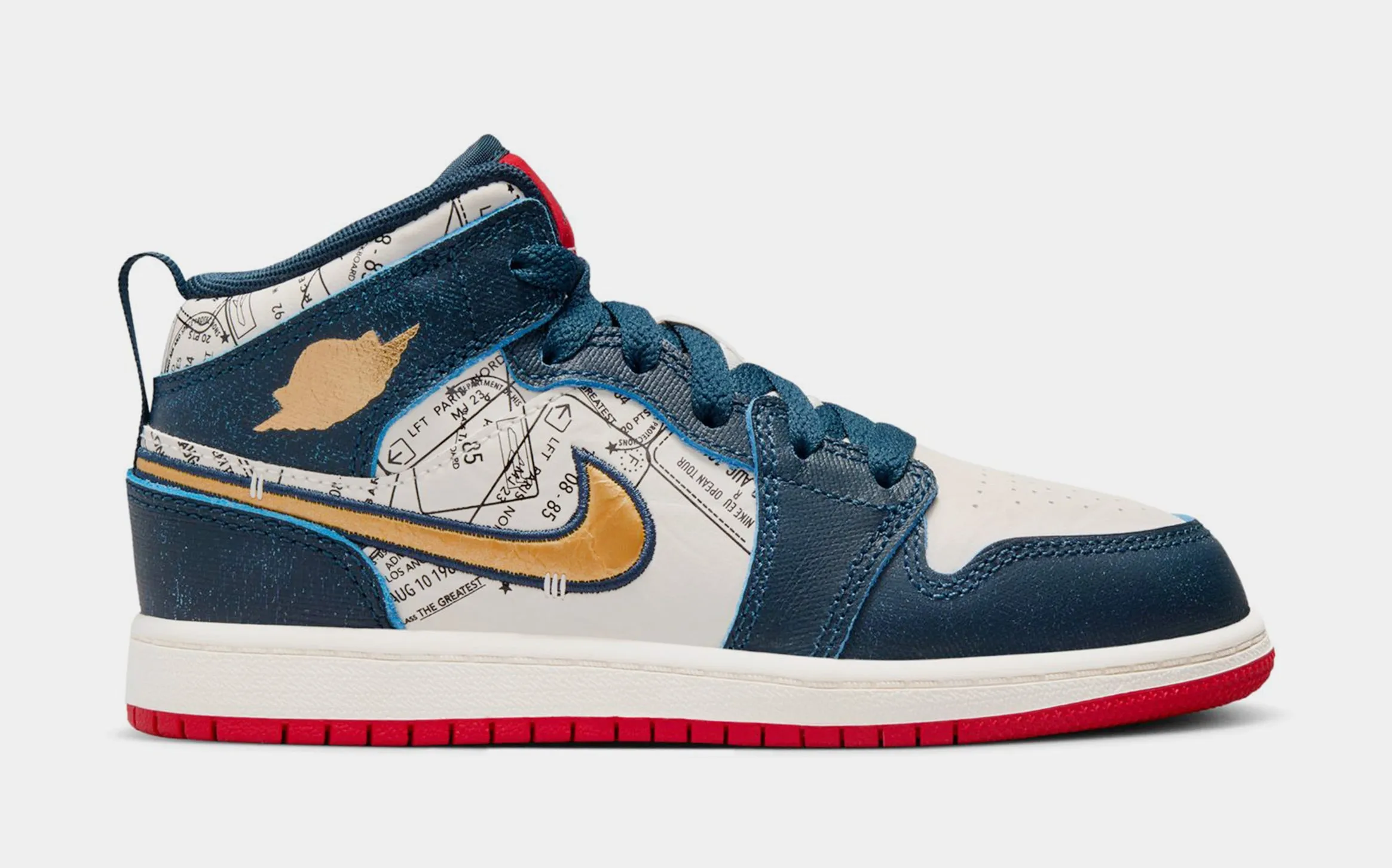 Air Jordan 1 Mid SE Preschool Lifestyle Shoes (Blue/Red)