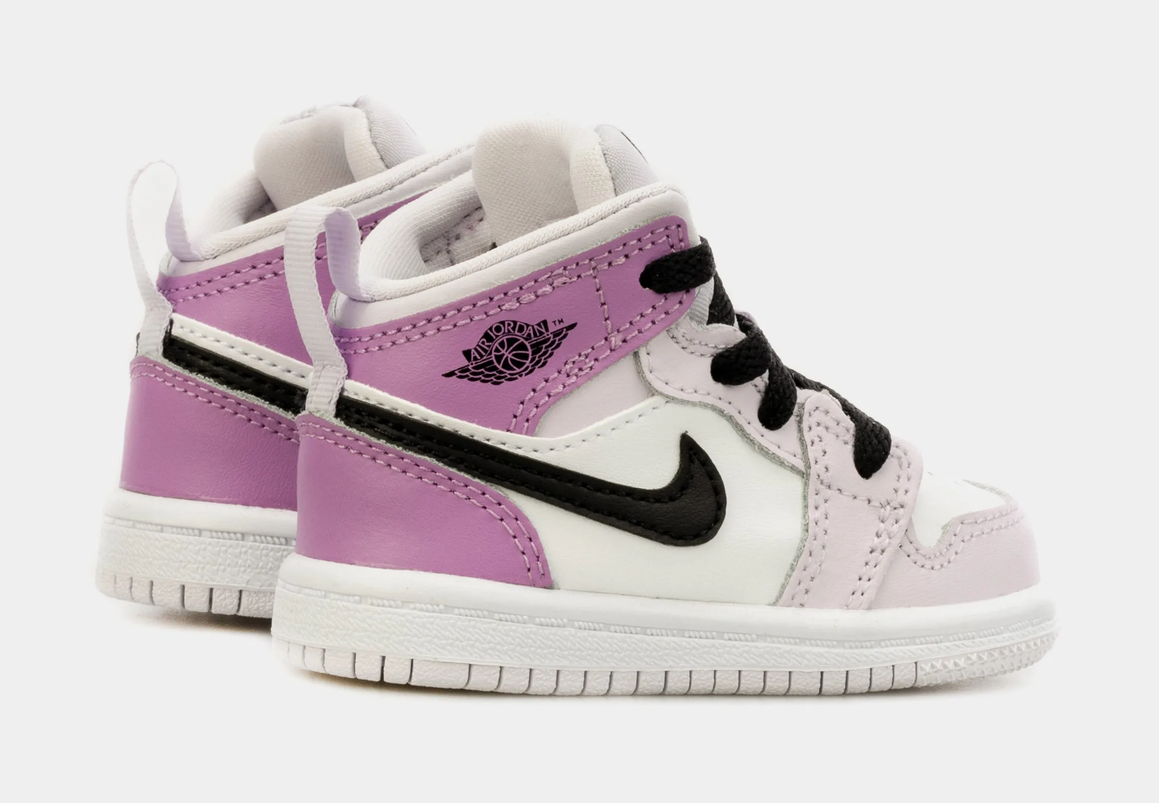 Air Jordan 1 Retro Mid Barely Grape Infant Toddler Lifestyle Shoes (White/Purple)