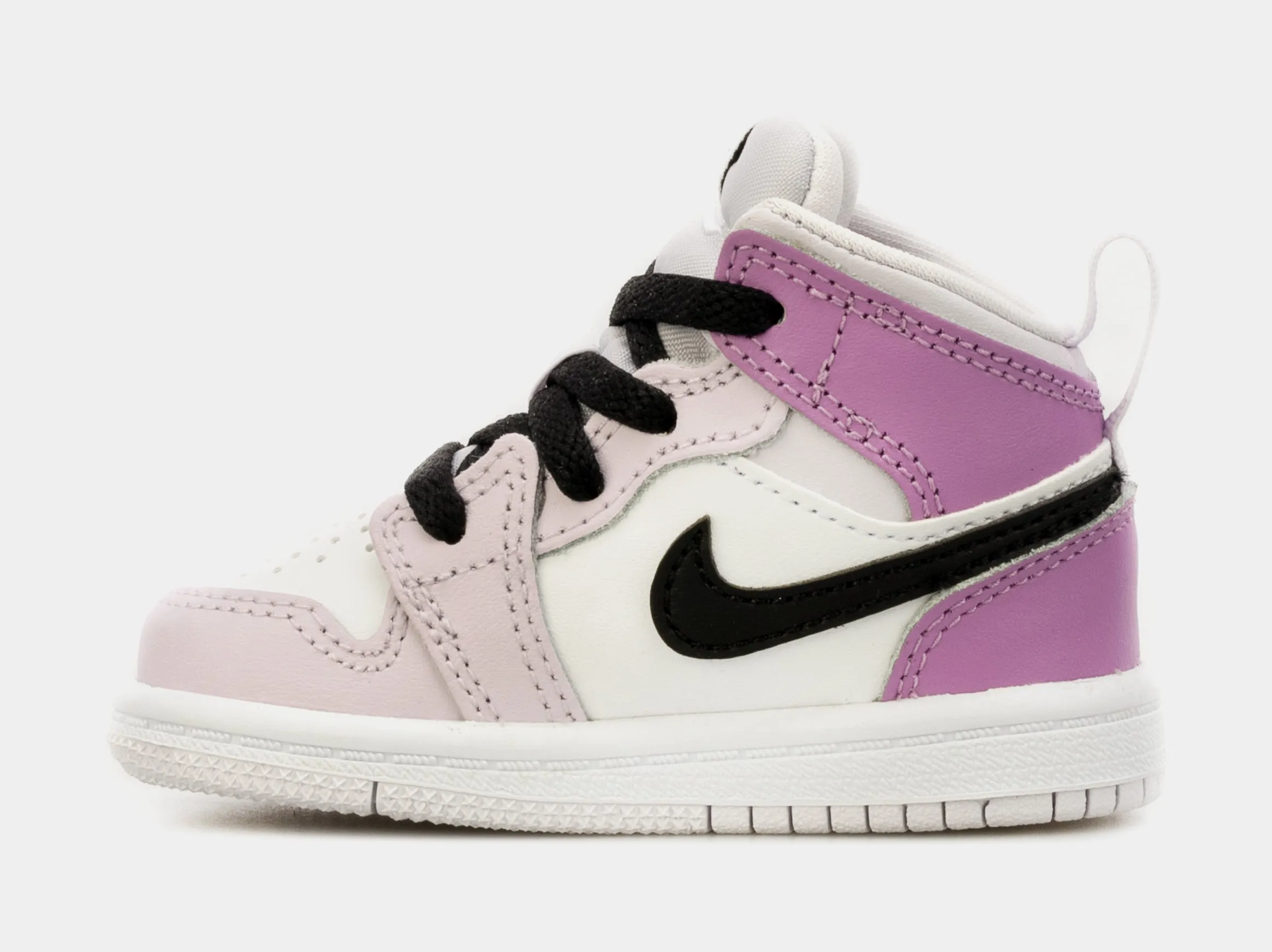 Air Jordan 1 Retro Mid Barely Grape Infant Toddler Lifestyle Shoes (White/Purple)