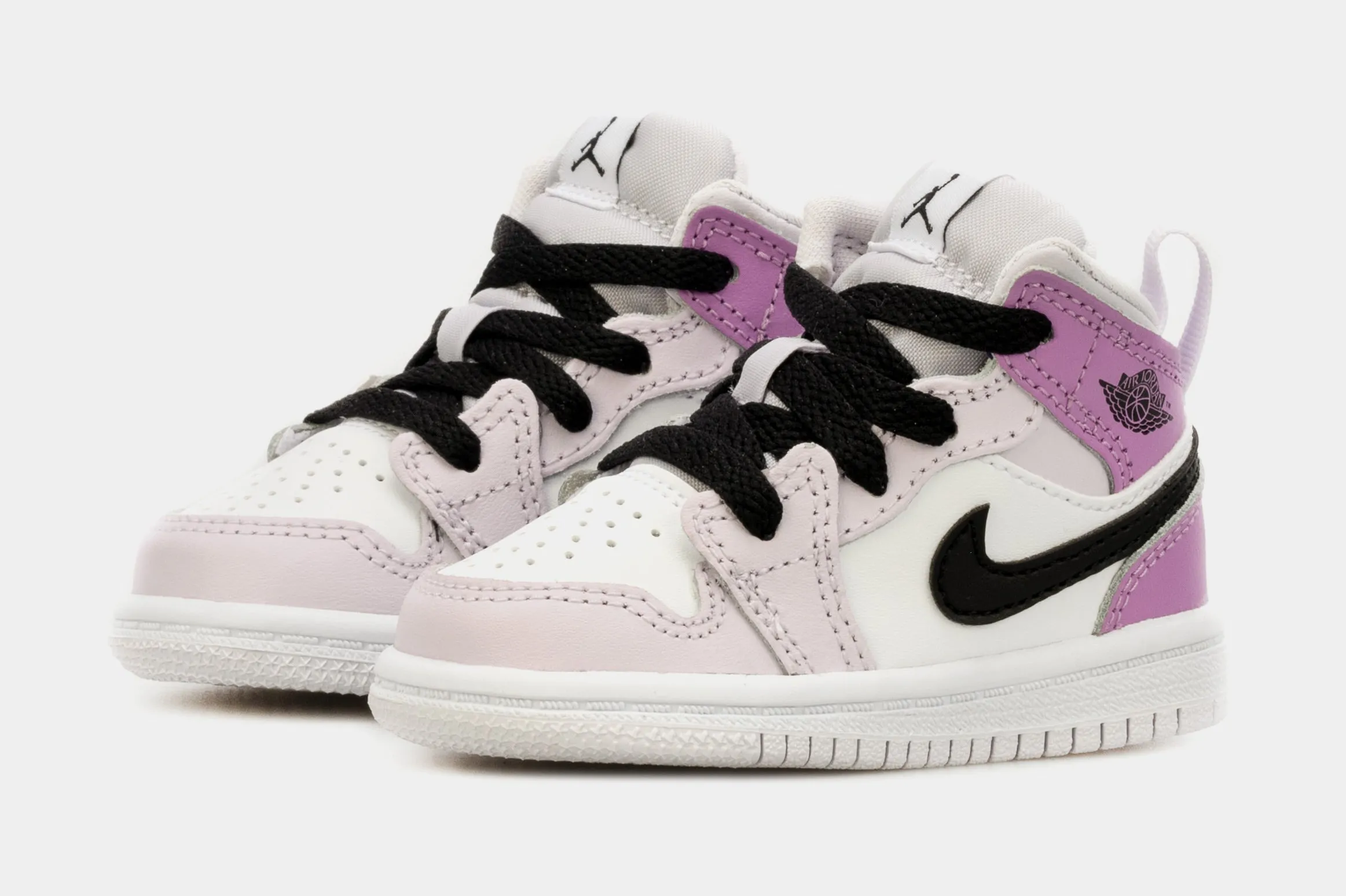 Air Jordan 1 Retro Mid Barely Grape Infant Toddler Lifestyle Shoes (White/Purple)