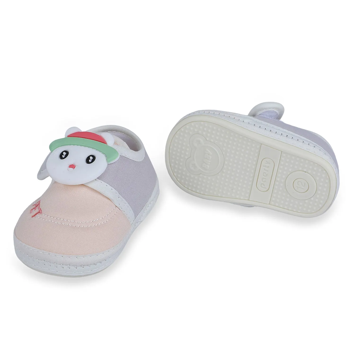 Baby Moo Persian Kitty Soft Sole Anti-Slip Booties - Peach