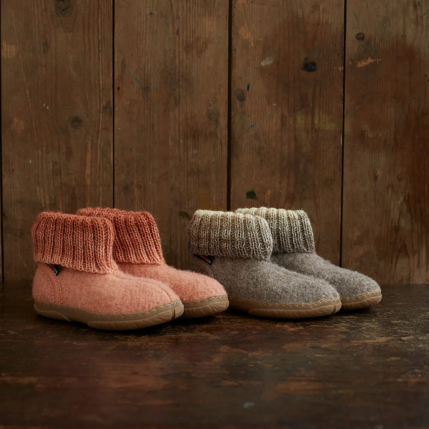 Boiled Wool Yuki Slipper Boot - Beige Melange