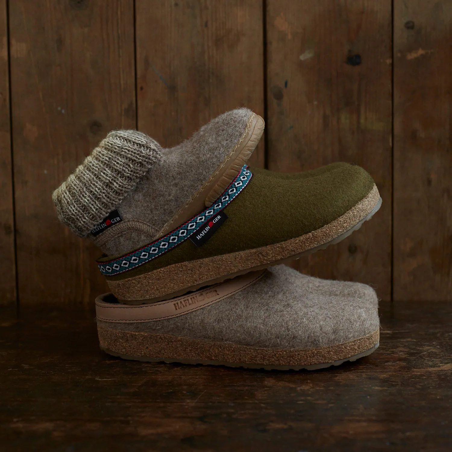 Boiled Wool Yuki Slipper Boot - Beige Melange