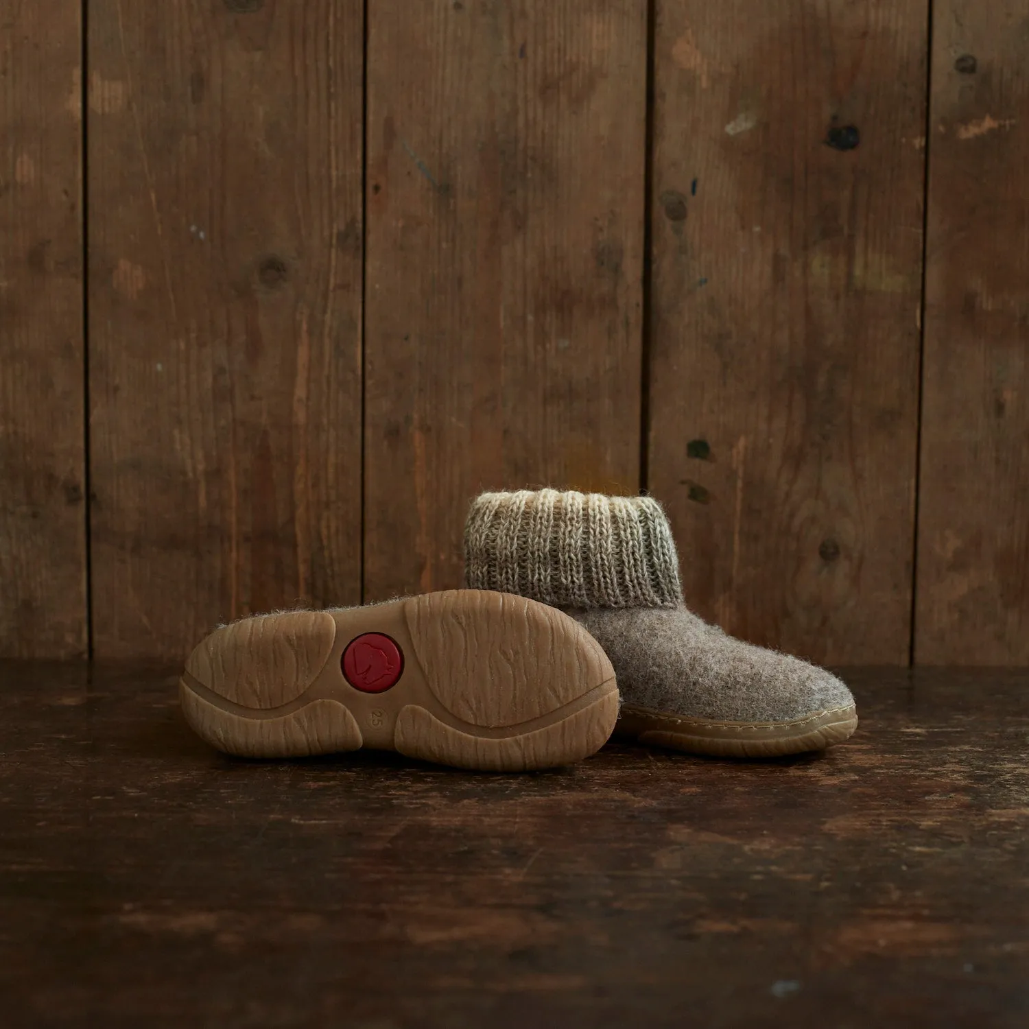 Boiled Wool Yuki Slipper Boot - Beige Melange