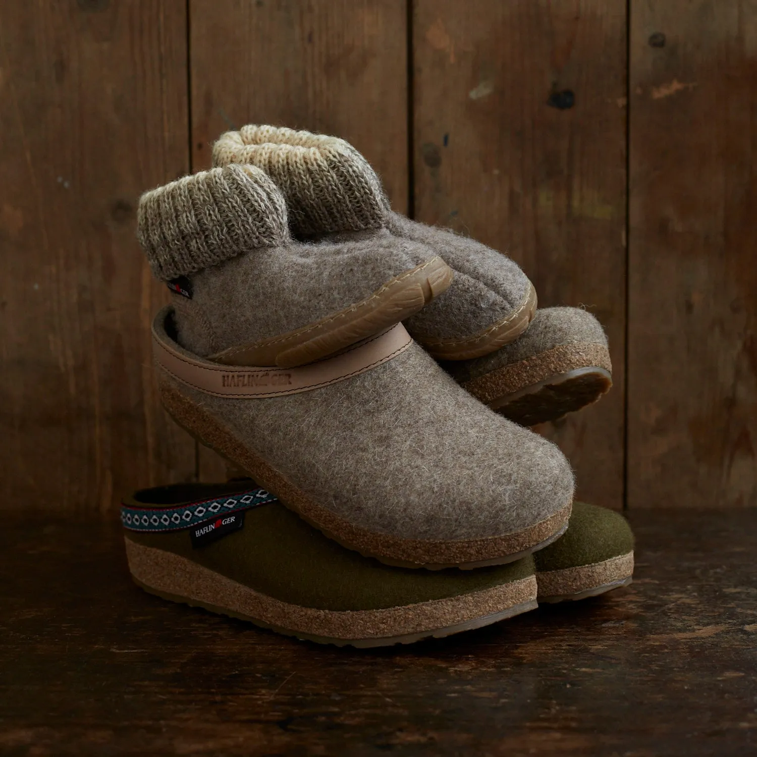 Boiled Wool Yuki Slipper Boot - Beige Melange