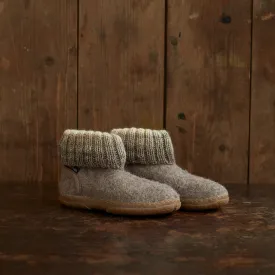 Boiled Wool Yuki Slipper Boot - Beige Melange