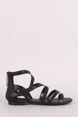 Breckelle Bar Accent Caged Open Toe Flat Sandal