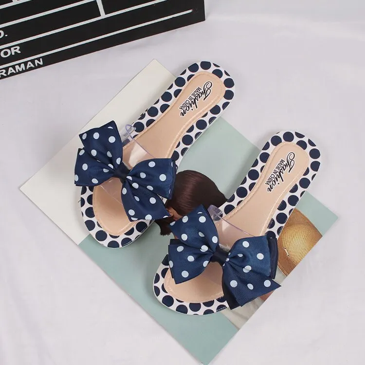 Butterfly Knot Polka Dot Platform Heel Open Toe Casual Sandals