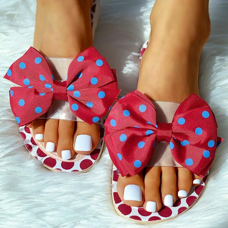 Butterfly Knot Polka Dot Platform Heel Open Toe Casual Sandals