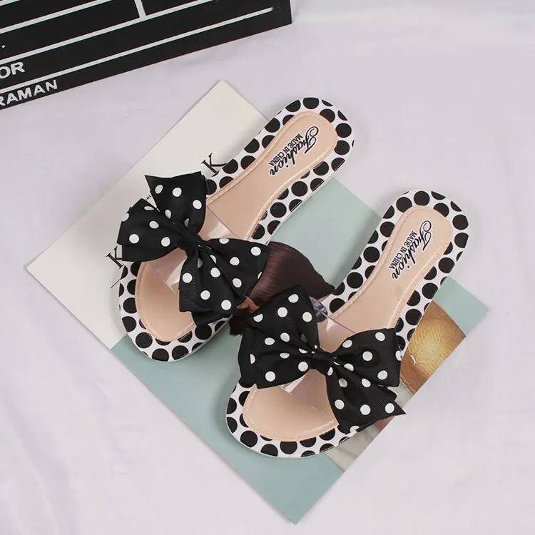 Butterfly Knot Polka Dot Platform Heel Open Toe Casual Sandals