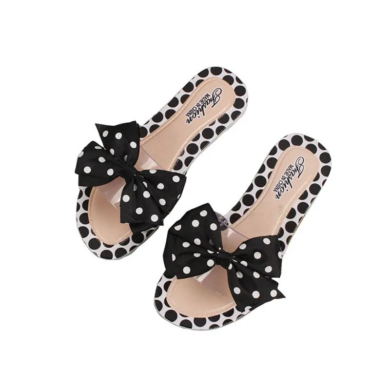 Butterfly Knot Polka Dot Platform Heel Open Toe Casual Sandals