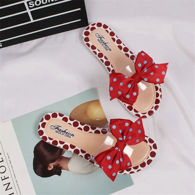 Butterfly Knot Polka Dot Platform Heel Open Toe Casual Sandals