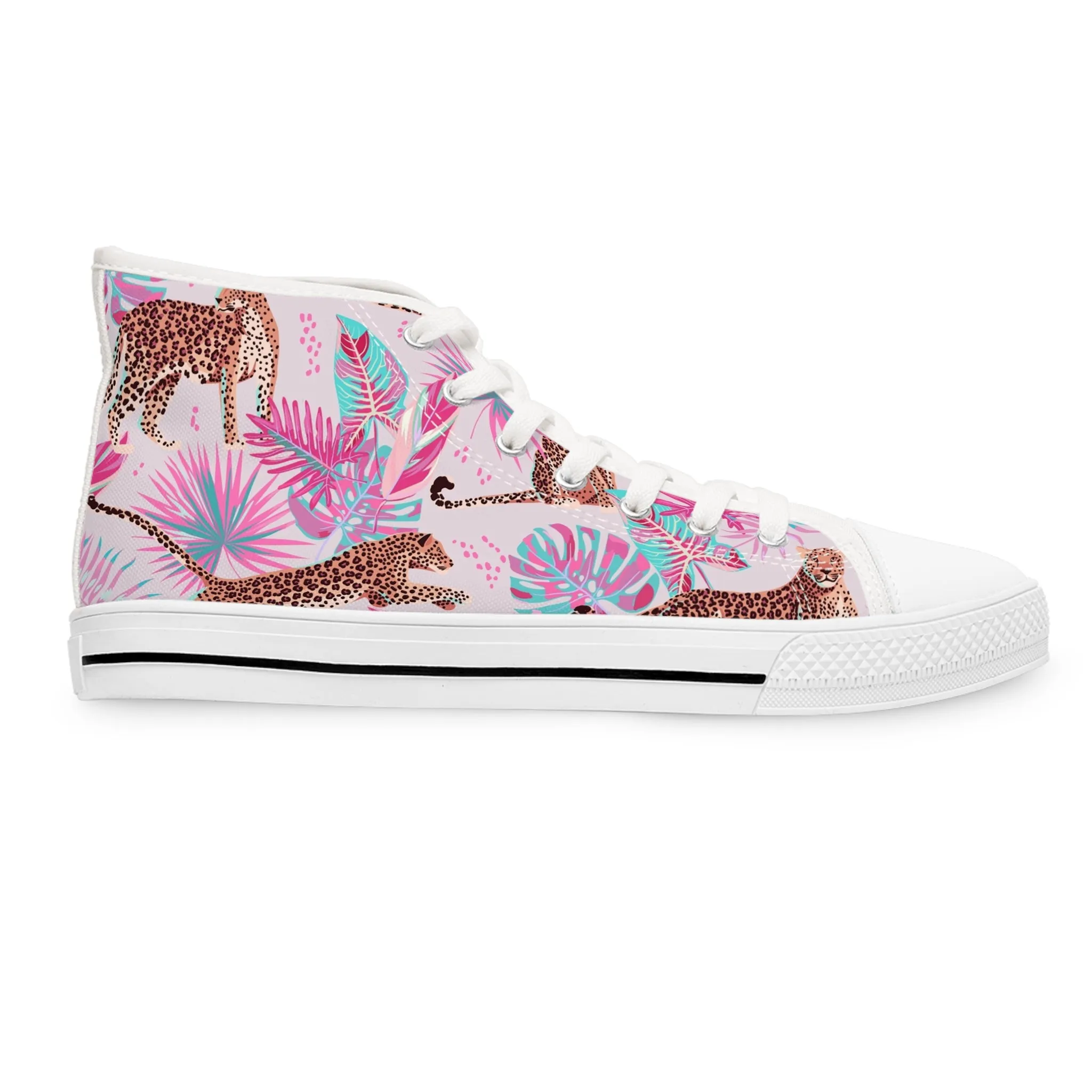 Cheetah and Purple Background Women's High Top Sneakers