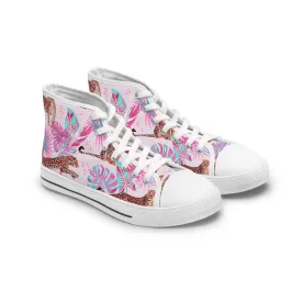 Cheetah and Purple Background Women's High Top Sneakers