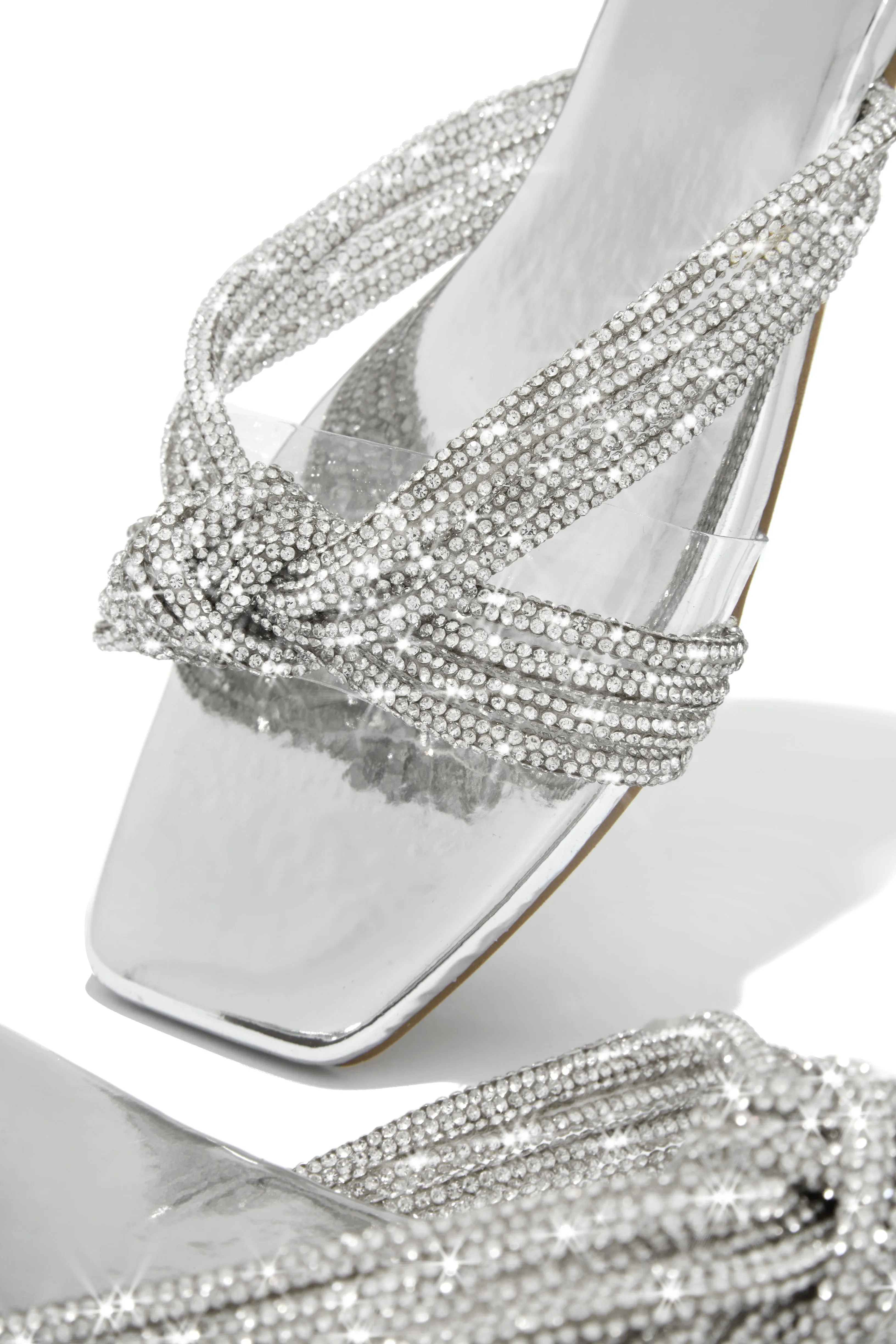 Cozumel Embellished Slip On Sandals - Silver