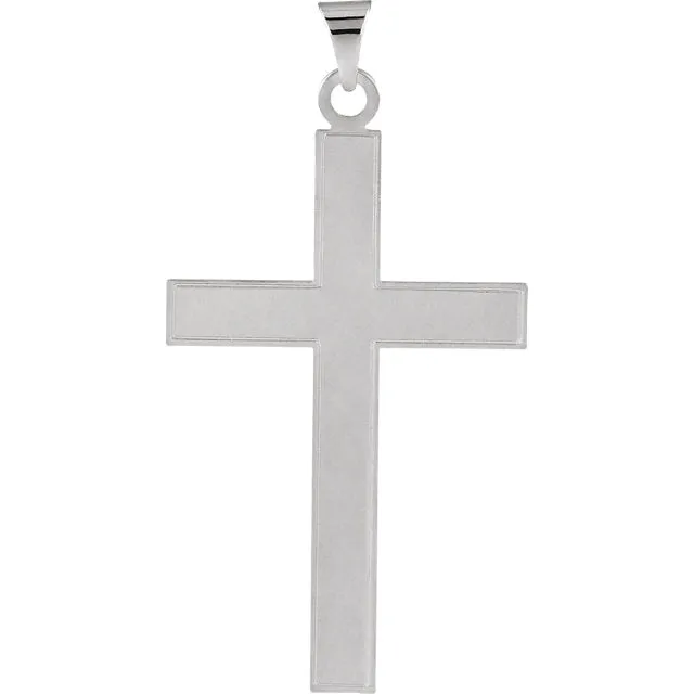 Elegant Cotised Cross in Solid 14 Karat White Gold