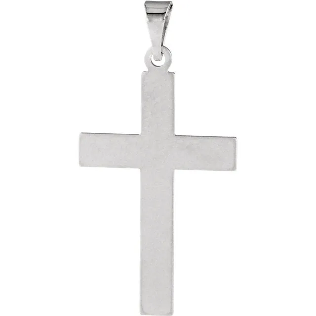 Elegant Cotised Cross in Solid 14 Karat White Gold