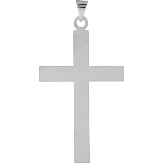 Elegant Cotised Cross in Solid 14 Karat White Gold