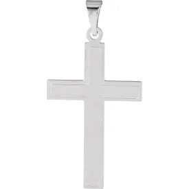 Elegant Cotised Cross in Solid 14 Karat White Gold