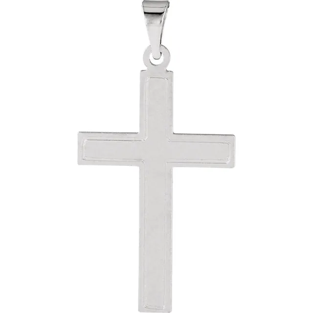 Elegant Cotised Cross in Solid 14 Karat White Gold