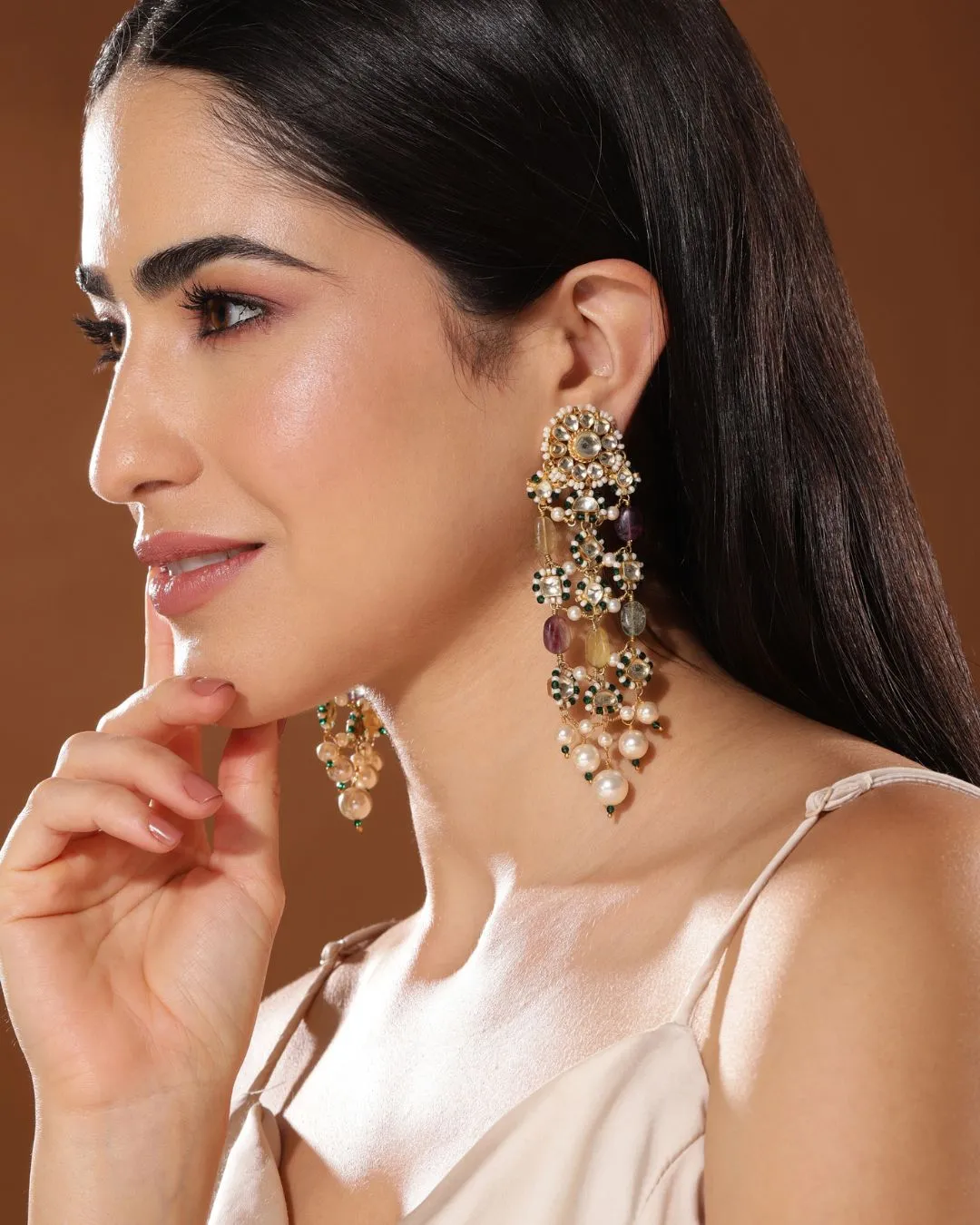 Evangeline Polki Jaali Earrings