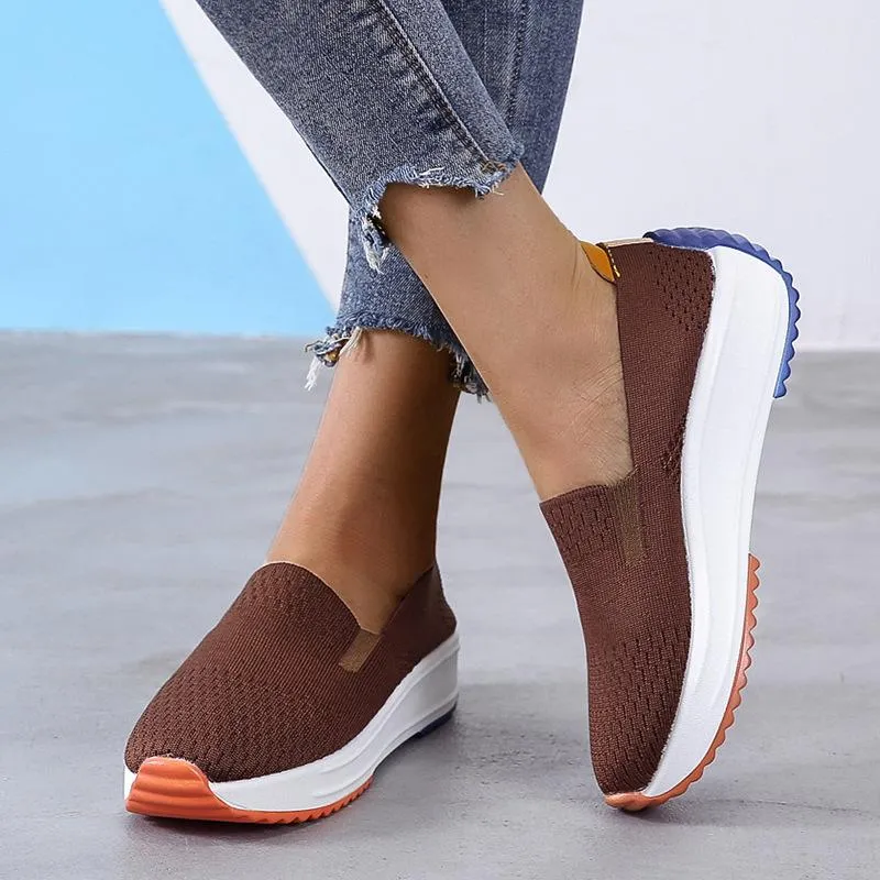 Fly weaving comfortable casual slip on women's shoes