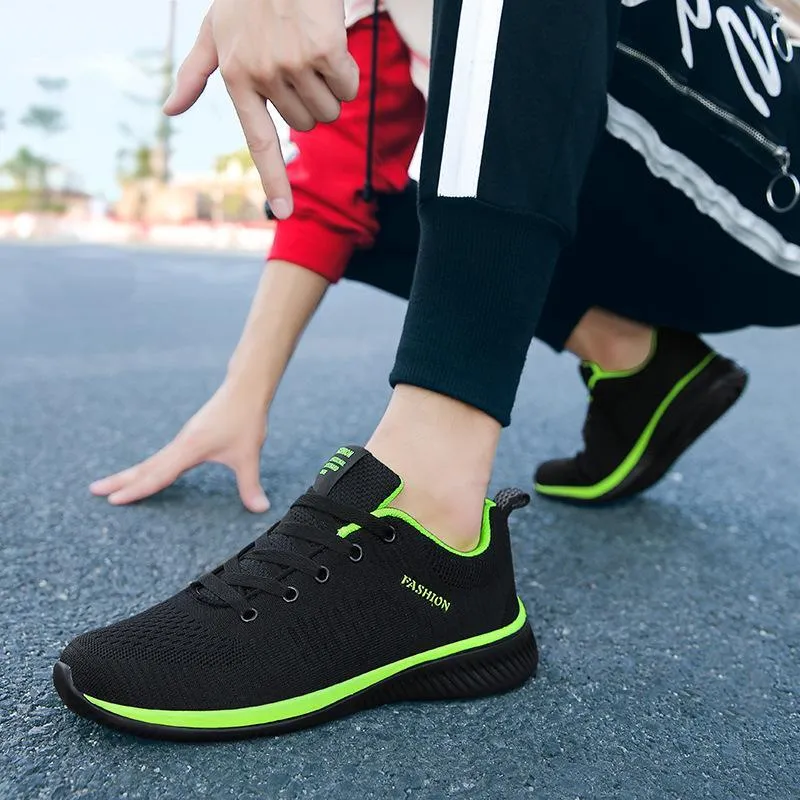 Flyknit trendy soft bottom men's casual sports running shoes