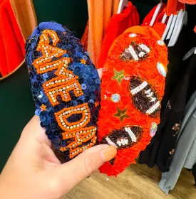 Game Day Sequin Headband - Navy & Orange