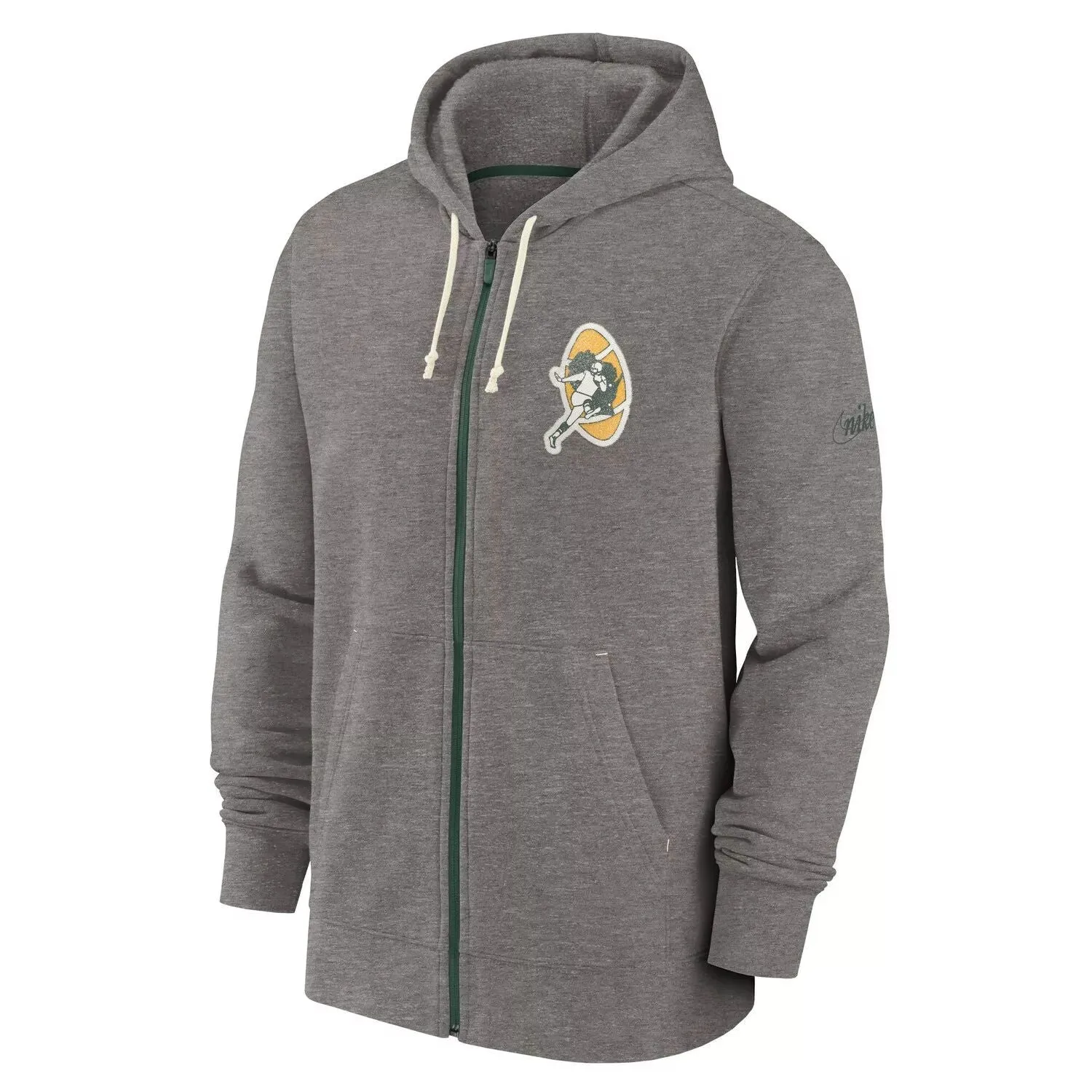 Green Bay Packers Historic Lifestyle Nike Men's Full Zip Charcoal Hoodie