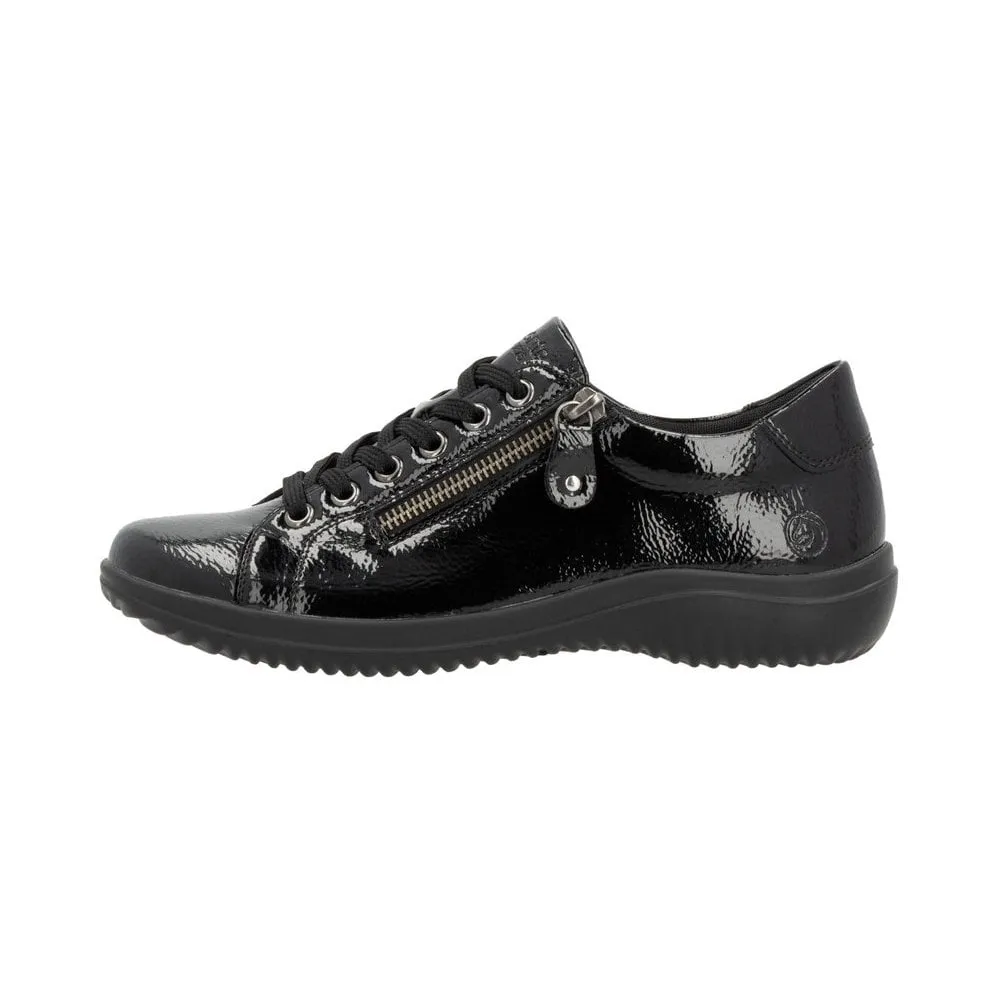 Lexi Black Glossy Lace up Casual Shoes