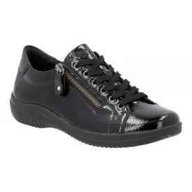 Lexi Black Glossy Lace up Casual Shoes