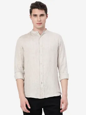 Light Beige Solid Slim Fit Casual Shirt | JadeBlue