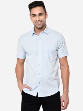 Light Blue Solid Slim Fit Casual Shirt | Greenfibre