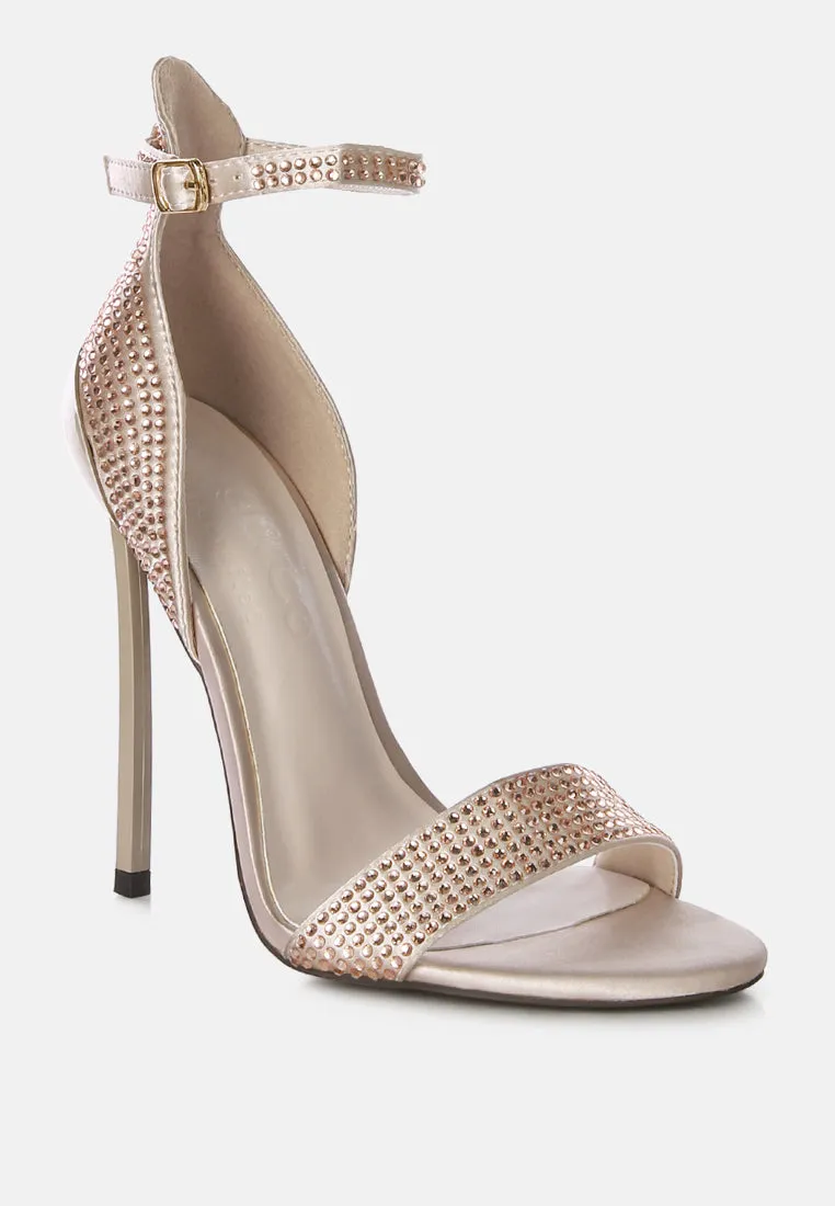 MAGNATE Beige Rhinestone Embellished Stiletto Sandals