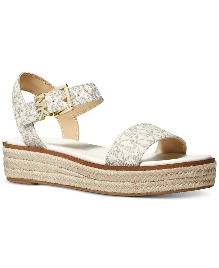 Michael Kors Women's Richie Espadrille Platform Wedge Sandals, Tan/Beige