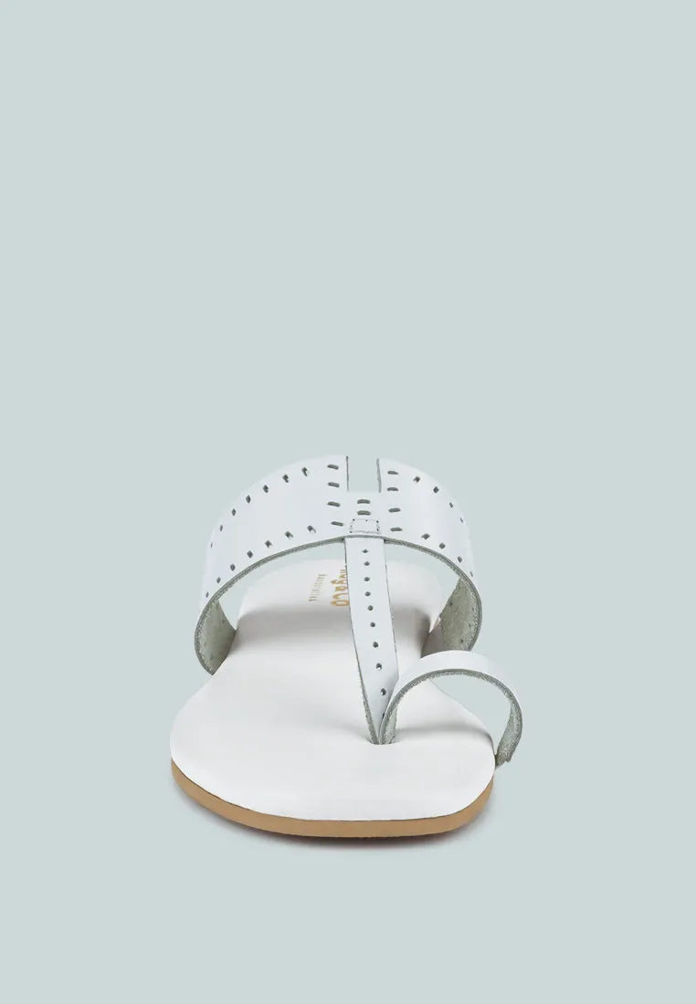 MILA White Toe Ring Thong Slip Ons