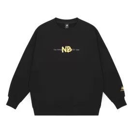 New Balance Men's New Balance Logo Printing Knit Sports Round Neck Pullover Sweatshirt, Black