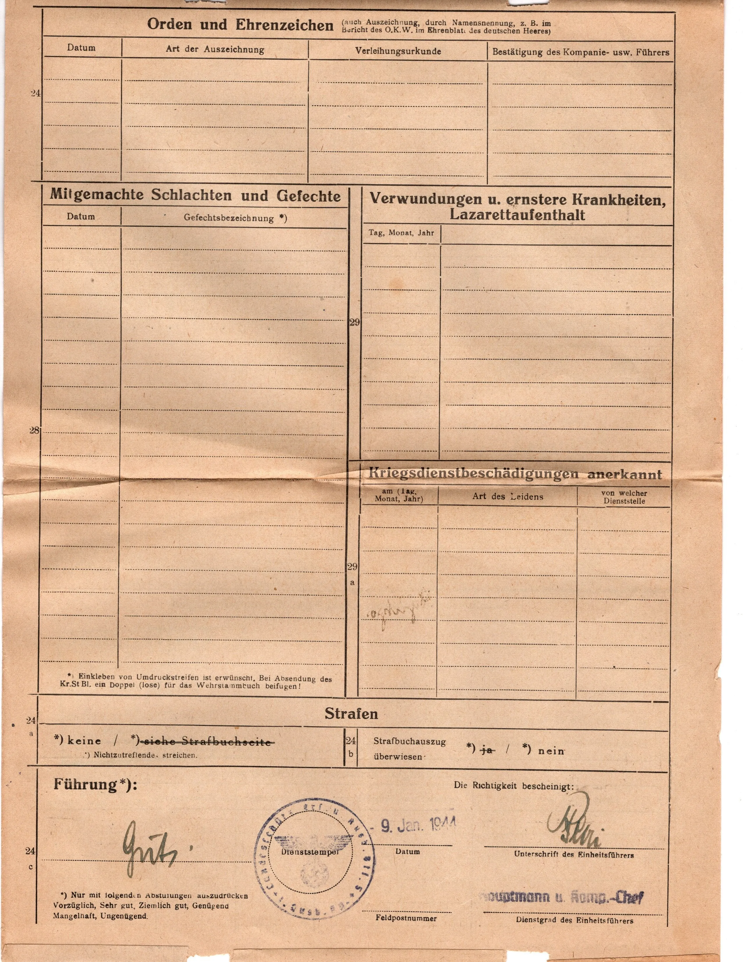 Original German WWI - WWII Medal Bar & Document Grouping with EKII and Kingdom of Württemberg Medal