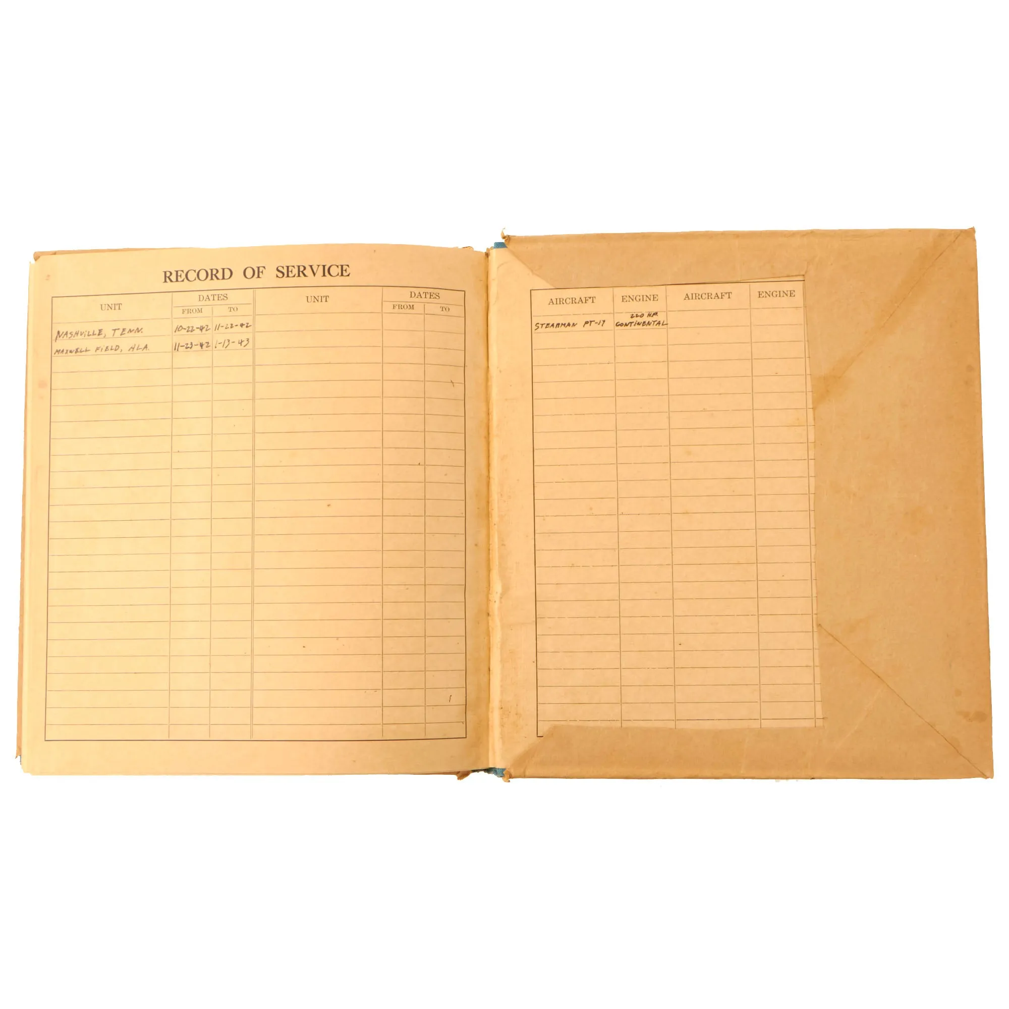 Original U.S. WWII Army Air Force Pilot’s Flying Log Book Named to Distinguished Flying Cross Recipient Thomas E. Fewell