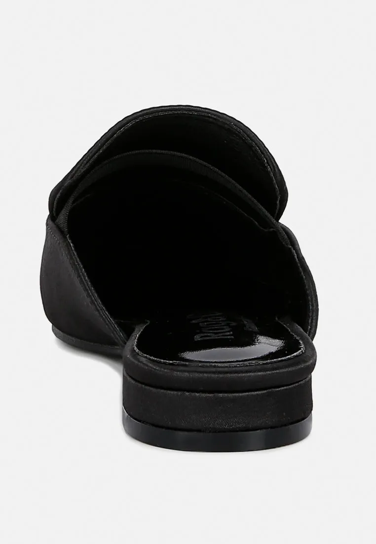 PERRINE Diamante Brooch Slip On Mules in Black