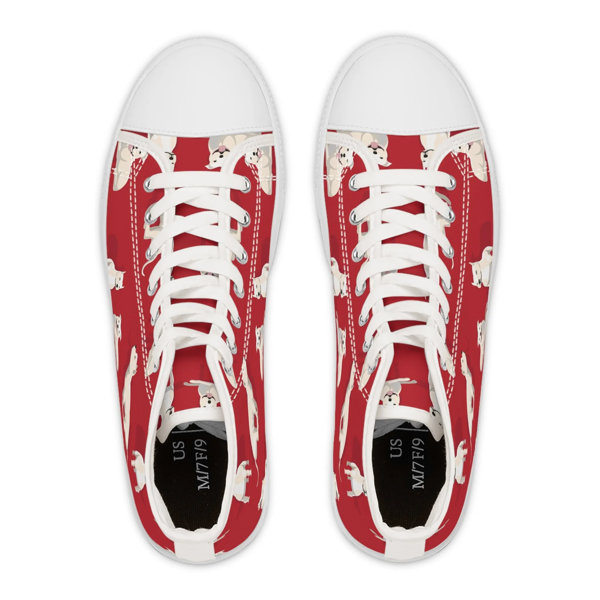 Pit Bull Terrier Red Background Women's High Top Sneakers