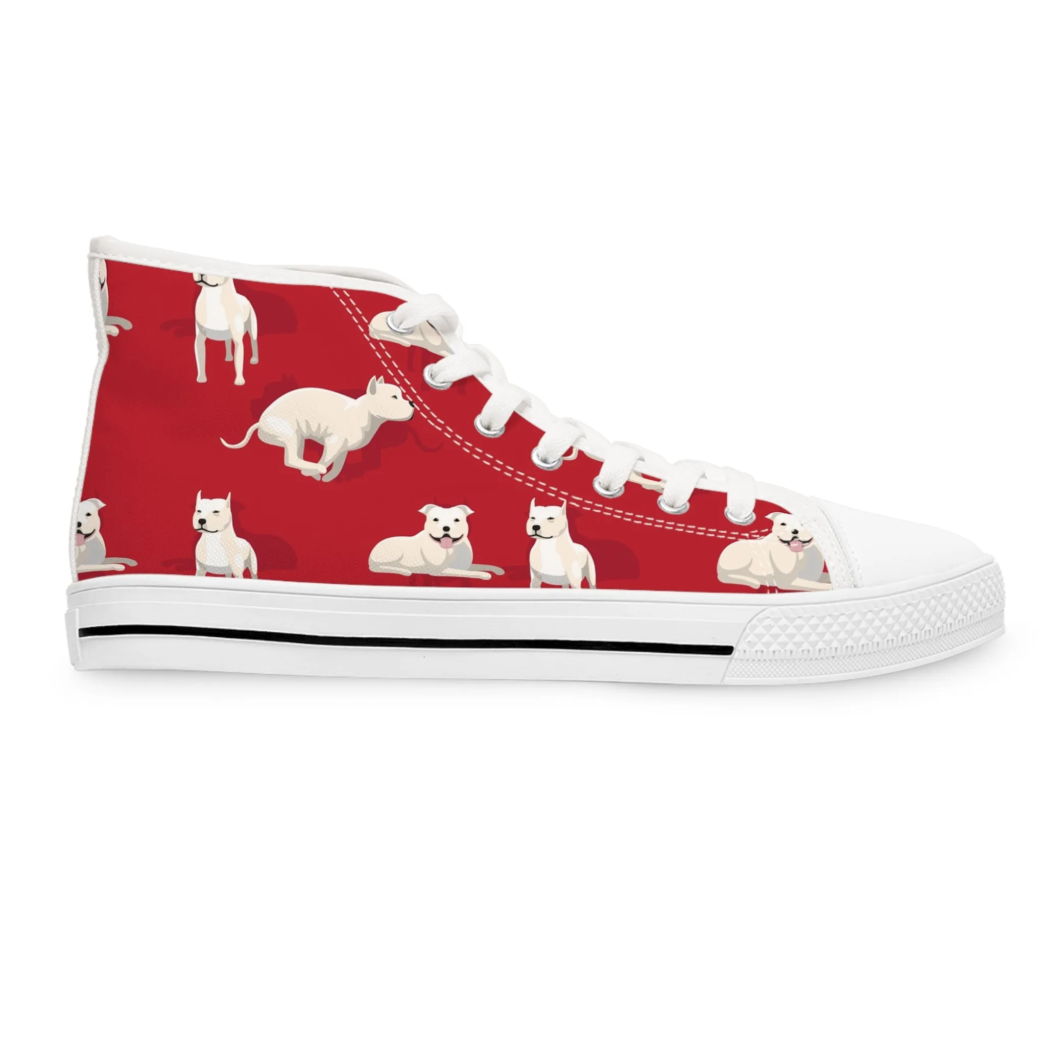 Pit Bull Terrier Red Background Women's High Top Sneakers