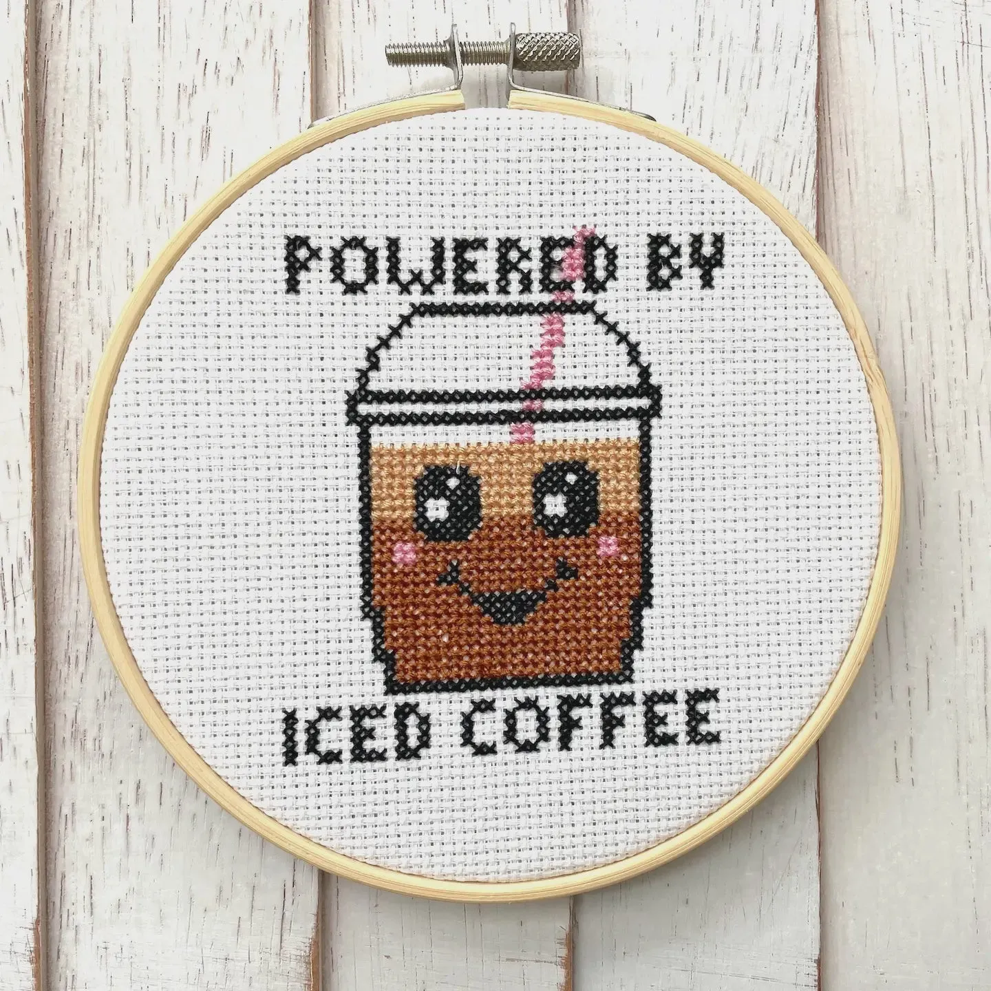 Powered By Iced Coffee Counted Cross Stitch Kit