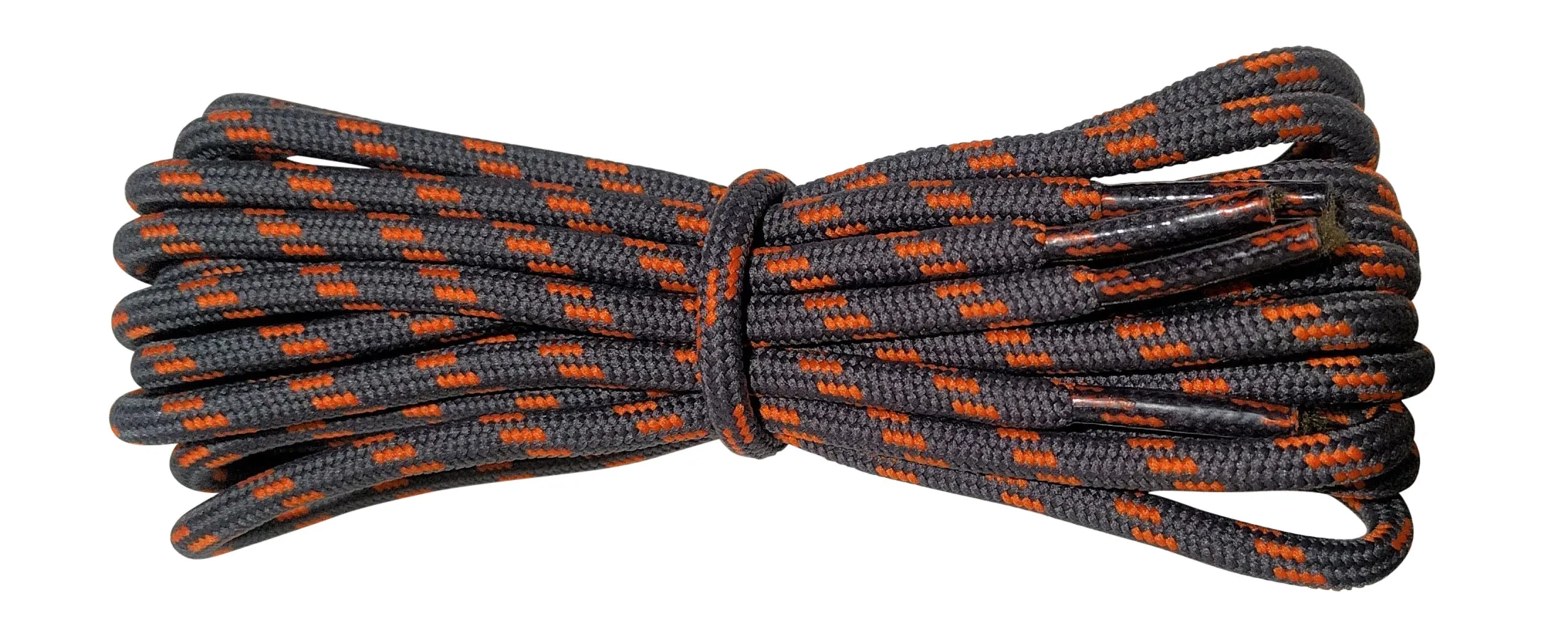 Round 3.5 mm Boot Laces dark Grey with Orange flecks for hiking or walking