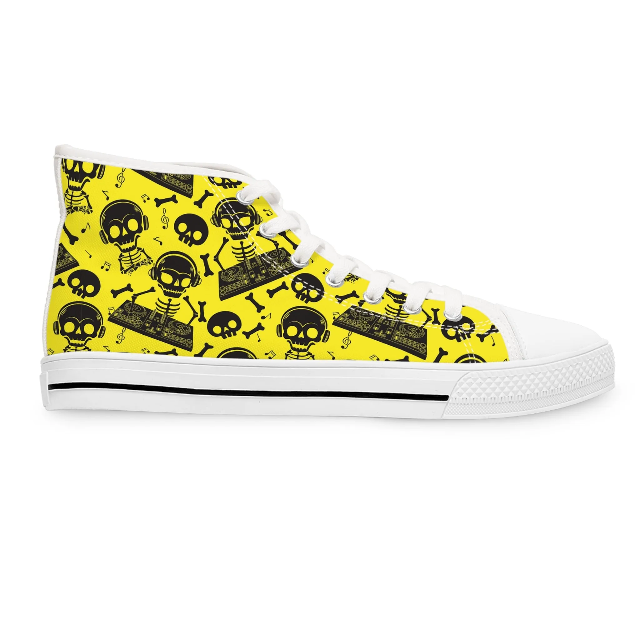 Skulls and Yellow Background Women's High Top Sneakers